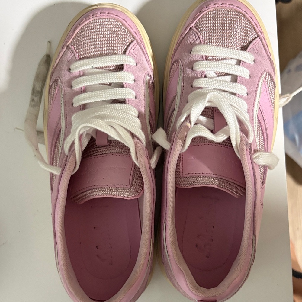 Salvatore Ferragamo Pink and Cream Women's Sneakers - Picture 3 of 3
